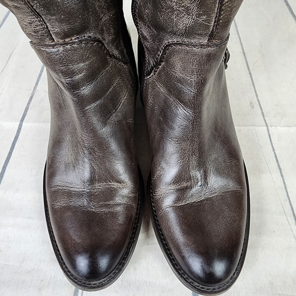 Vintage Tall Fashion Riding Boots Dark Taupe Brown Size 38=7.5 Prep Preppy - Picture 9 of 16